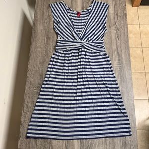 Navy blue and grey midi dress
